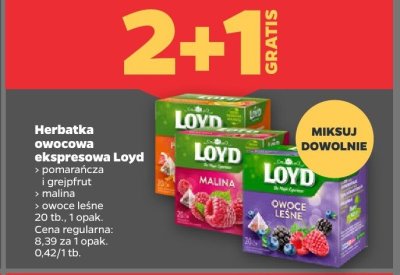 Herbatka owocowa ekspresowa Loyd malina promocja w Netto