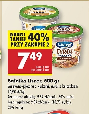 Sałatka warzywno-jajeczna z kurkami Lisner promocja w Biedronka