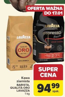 Kawa ziarnista BARISTA, QUALITA ORO LAVAZZA promocja w Carrefour