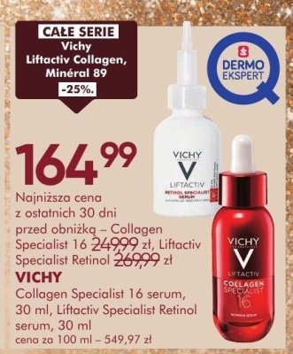 Serum Vichy Collagen Specialist 16, Liftactiv Specialist Retinol promocja w Super-Pharm
