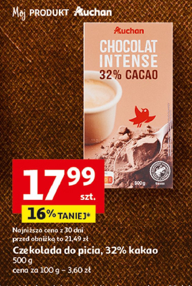 Czekolada do picia 32% kakao Auchan promocja w Auchan