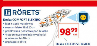 Deska do prasowania comfort electro Rorets promocja