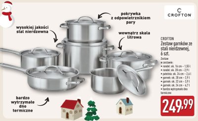 Zestaw garnków ze stali nierdzewnej CROFTON 6 szt. promocja w Aldi