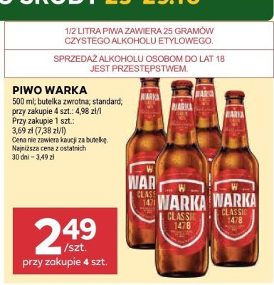 Piwo Warka Classic promocja w Stokrotka