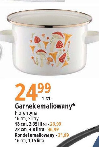 Garnek emaliowany 18 cm Florina (florentyna) promocja
