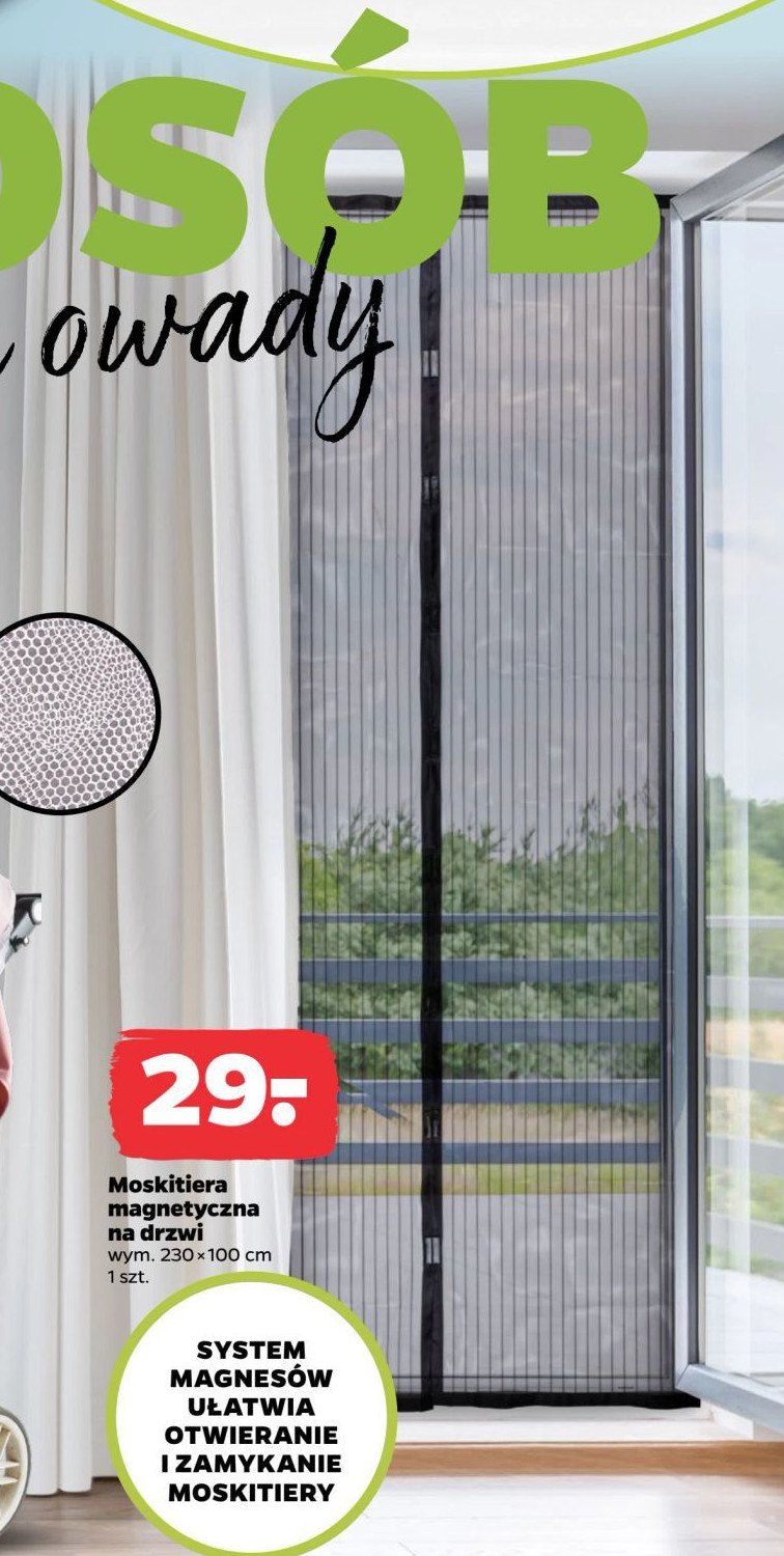 Moskitiera drzwiowa z zamkiem magnetycznym 230 x 100 cm promocja w Netto