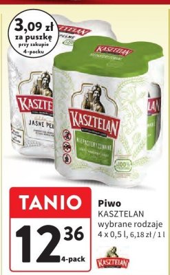 Piwo Kasztelan wybrane rodzaje promocja w Intermarche