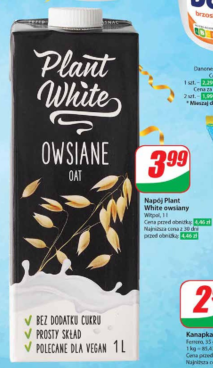 Napój owsiany Plant white promocja