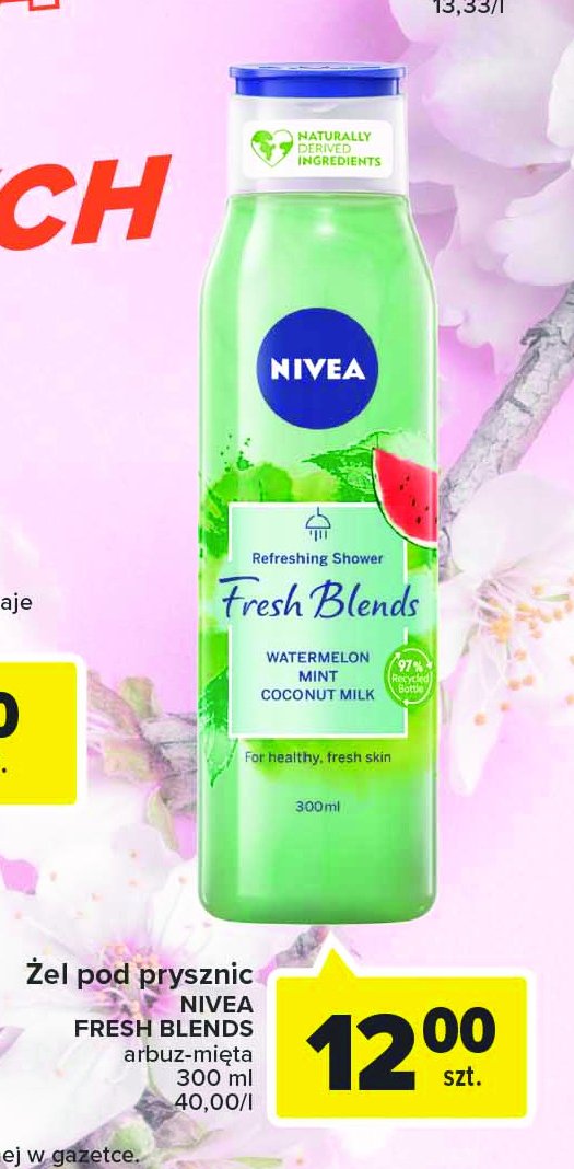 Żel pod prysznic watermelon mint coconut milk Nivea fresh blends promocja