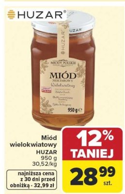 Miód wielokwiatowy nektarowy HUZAR promocja w Carrefour