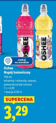 Napój izotoniczny Oshee witaminy i minerały, ananas, pomarańcza lub cytryna promocja w Lidl