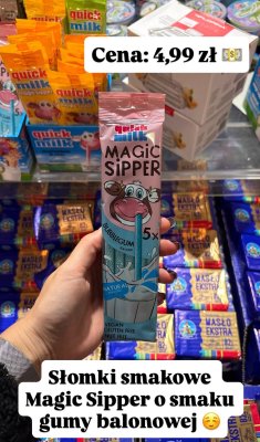Słomki smakowe Quick Milk Magic Sipper o smaku gumy balonowej promocja w Intermarche
