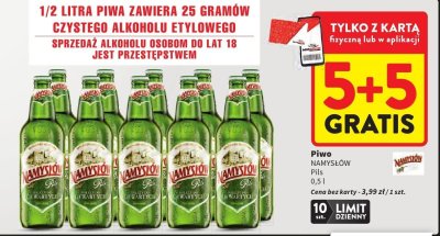 Piwo NAMYSŁÓW Pils promocja w Intermarche