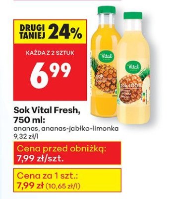 Sok Vital Fresh ananas-jabłko-limonka, 750 ml promocja w Biedronka