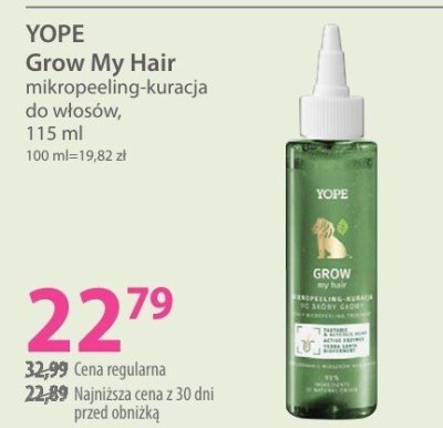 Mikropeeling-kuracja do włosów YOPE Grow My Hair promocja w Hebe