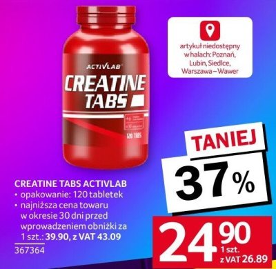 Kreatyna CREATINE TABS ACTIVLAB 120 tabletek promocja w Selgros