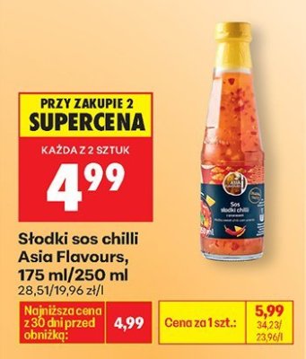 Słodki sos chili Asia Flavours, 175 ml/250 ml promocja w Biedronka