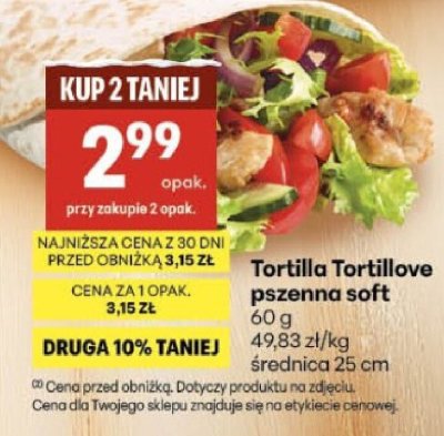 Tortilla Tortillove pszenna soft promocja w Delikatesy Centrum