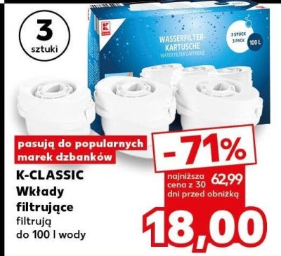 Wkłady filtrujące filtrują do 100 l wody K-CLASSIC promocja w Kaufland