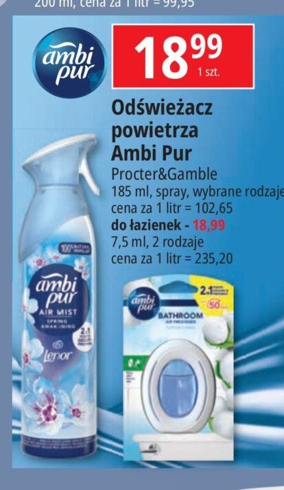 Odświeżacz powietrza cotton flower Ambi pur bathroom promocja