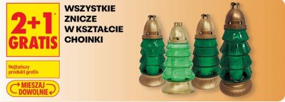 Wszystkie znicze w kształcie choinki 2+1 GRATIS promocja w Biedronka