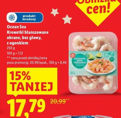 Krewetki blanszowane obrane bez głowy z ogonkiem promocja w Lidl