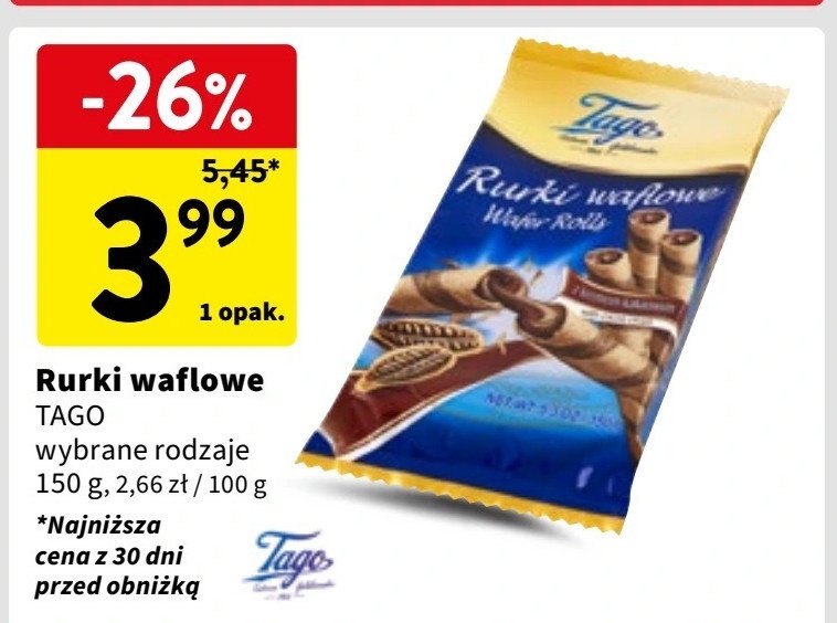 Rurka waflowa kakaowa Tago promocja