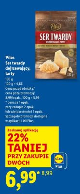 Ser twardy dojrzewający, tarty Pilos promocja w Lidl