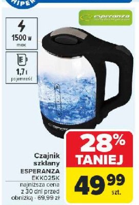Czajnik szklany yukon ekk025k Esperanza promocja