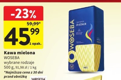Kawa mielona WOSEBA wybrane rodzaje promocja w Intermarche