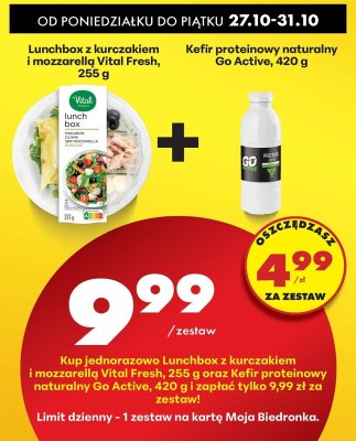Zestaw: lunchbox z kurczakiem i mozzarellą Vital Fresh + kefir proteinowy naturalny Go Active promocja w Biedronka