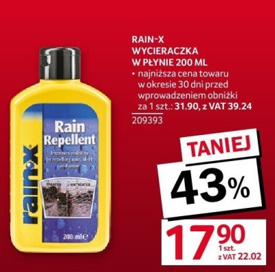 Wycieraczka w płynie Rain-X 200ml promocja w Selgros
