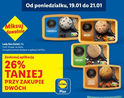 Lody Bon Gelati 1L różne smaki promocja w Lidl
