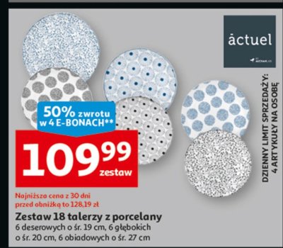 Zestaw 18 talerzy z porcelany promocja w Auchan