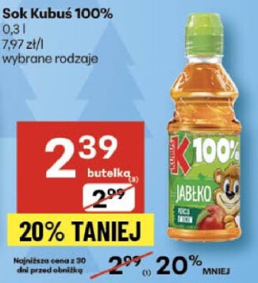 Sok Kubuś 100% 0,3l promocja w Delikatesy Centrum