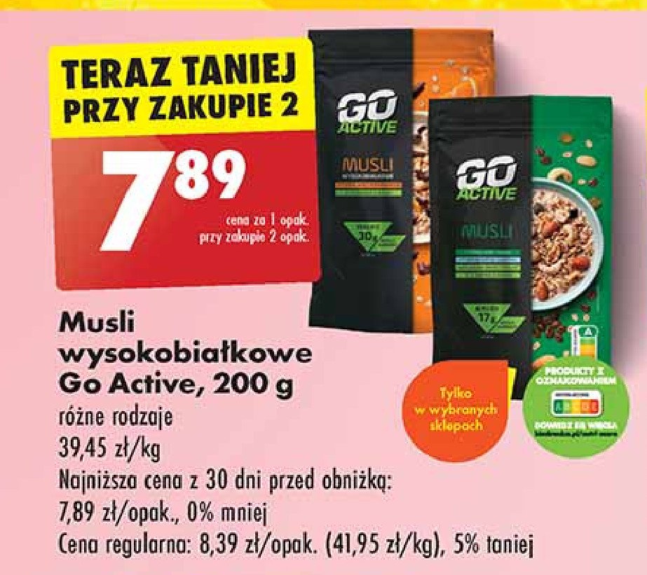 Musli z orzechami i kawą rozpuszczalną Go active promocja