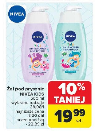 Żel do kąpieli i szampon 2w1 różowy Nivea kids promocja w Carrefour Market