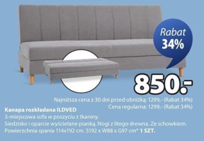 Kanapa rozkładana ILDVED promocja w Jysk