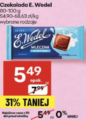 Czekolada E. Wedel mleczna promocja w Delikatesy Centrum