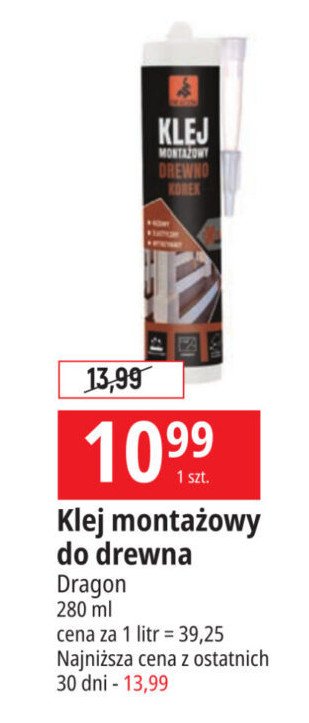 Klej montażowy drewno-korek Dragon chemia promocja
