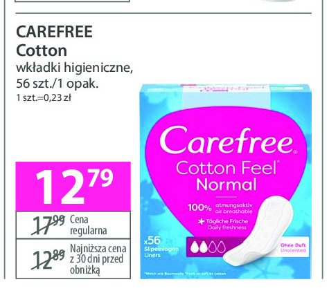 Wkładki cotton feel normal Carefree promocja