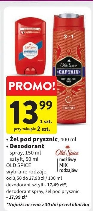Dezodorant Old spice promocja w Intermarche