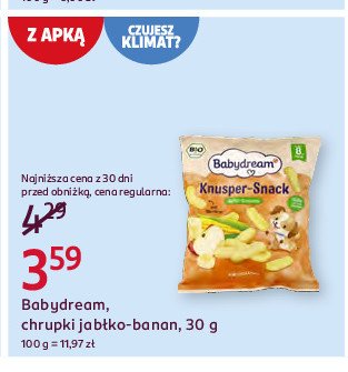 Chrupki kukurydziane o smaku jabłka i banana Babydream promocja w Rossmann