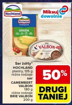 Ser żółty Hochland plastry różne rodzaje 135g promocja w Carrefour Market