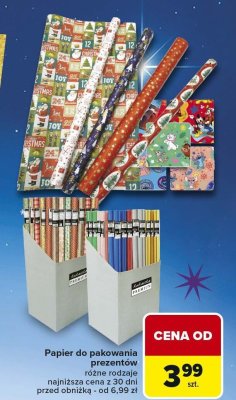 Papier do pakowania prezentów różne rodzaje promocja w Carrefour