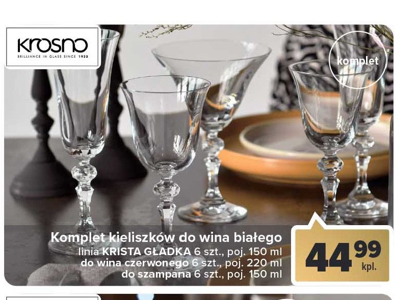 Linia kieliszków krista kieliszek do szampana 150 ml Krosno s.a. promocja