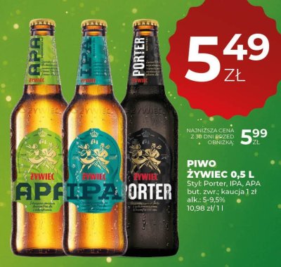 Piwo Żywiec 0,5 L Styl Porter, IPA, APA promocja w Duży Ben