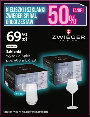Szklanki wysokie Spiral ZWIEGER, poj. 400 ml, 6 szt. promocja w Biedronka