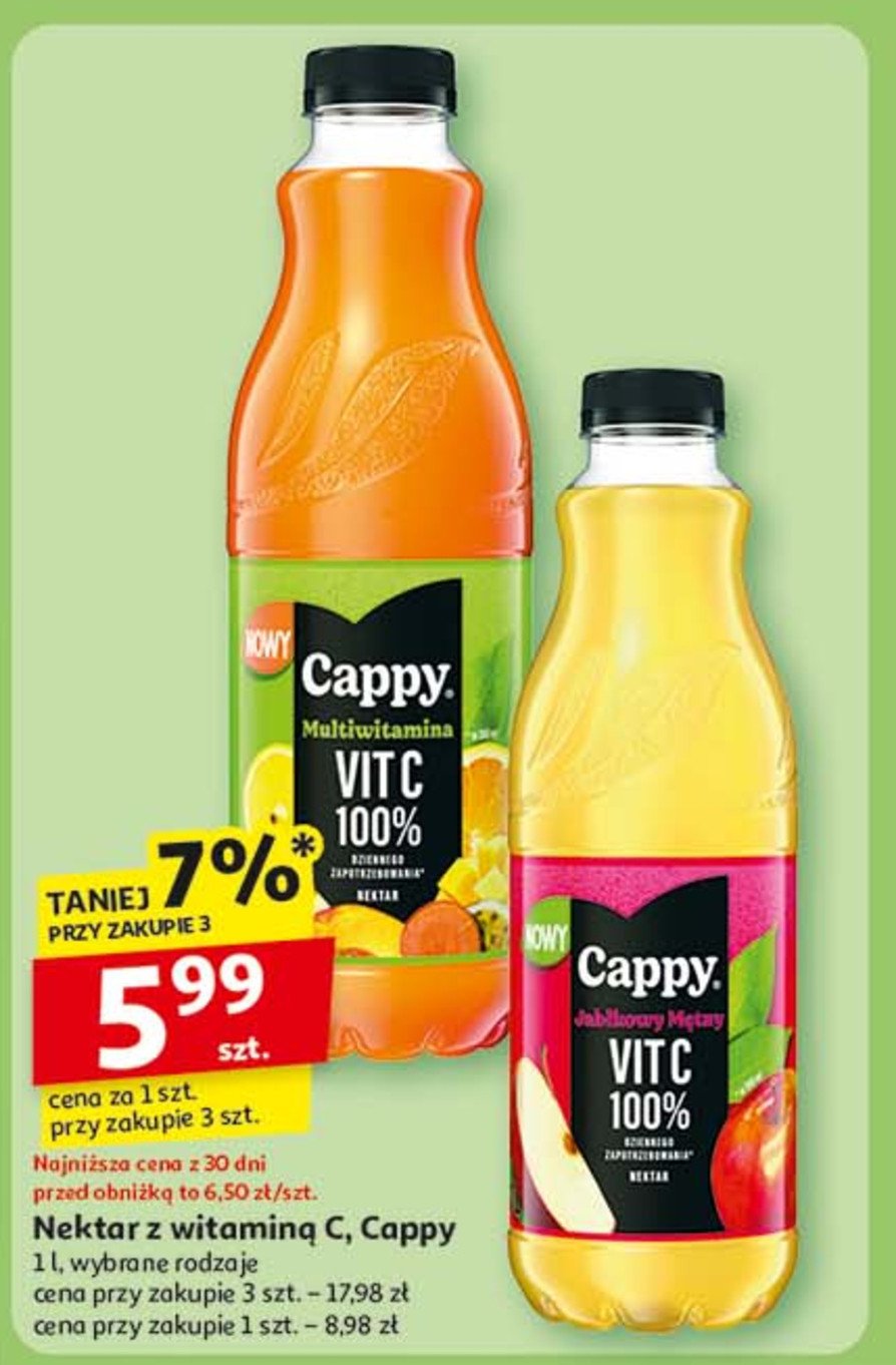 Nektar jabłkowy vit c Cappy promocja w Auchan