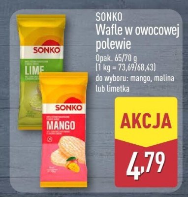 Wafle w owocowej polewie malina promocja w Aldi